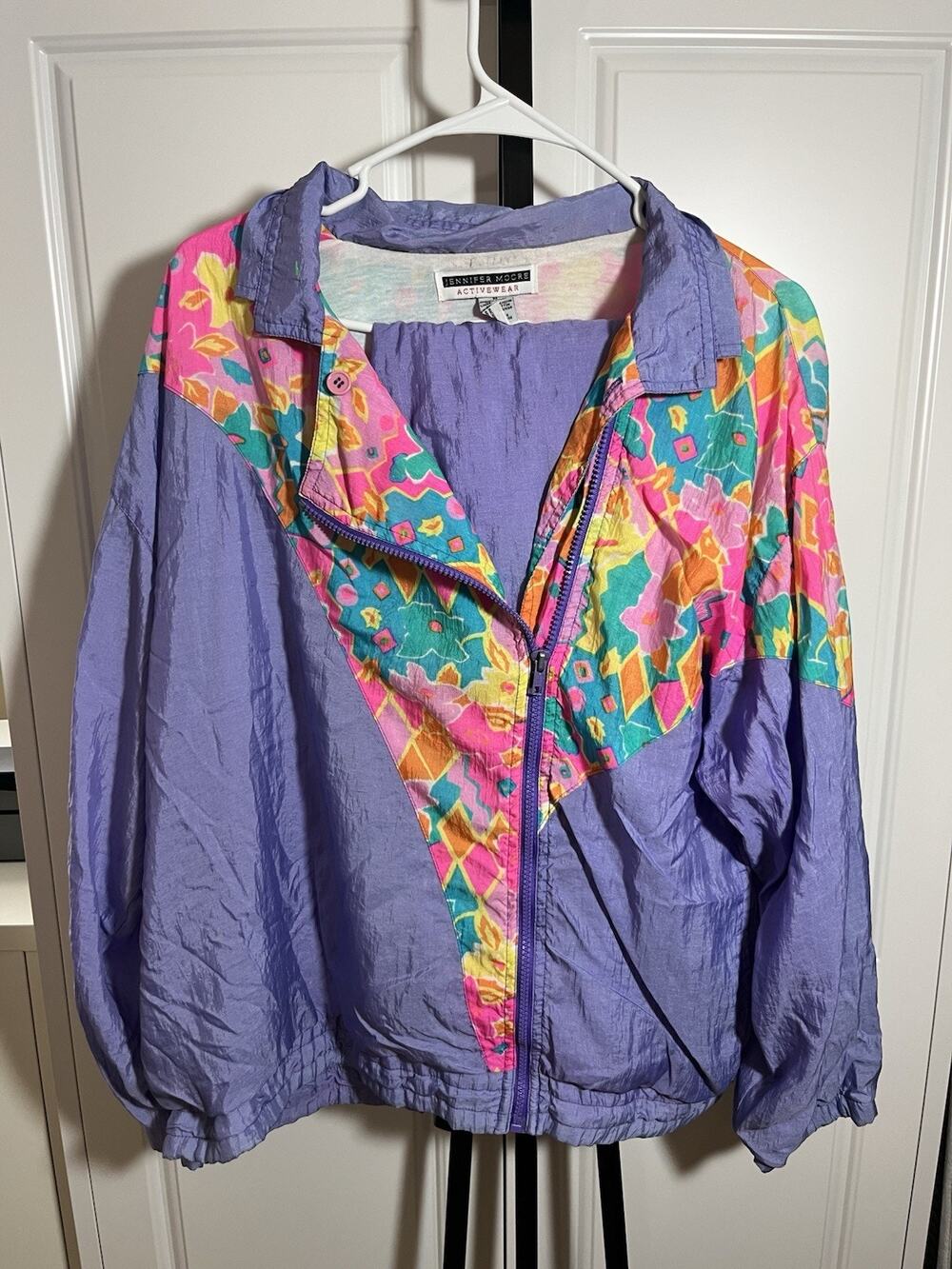 Vintage Women’s Wind Suit 2 Pc Jennifer Moore Activewear Lavender Pinks Floral M